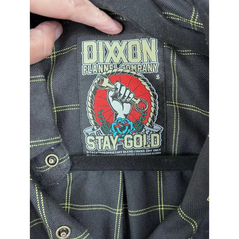 NWOT Dixxon Flannel Company Stay Men’s Small Gold Black Gold Pearl Snap Shirt